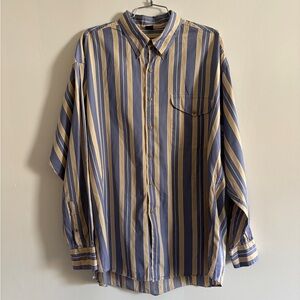 Vintage Striped Blue and Yellow Men's Shirt
